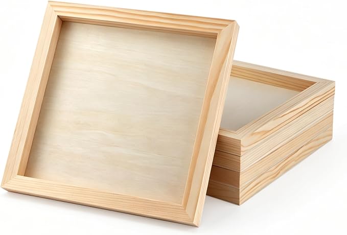 FSWCCK 5 Pack 9 x 9 inch Wood Panel Boards, Unfinished Wood Canvas Panels for Crafts, Painting Canvas, DIY Art Projects, Pouring, Arts Use with Oils, Acrylics
