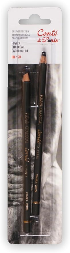 Conté à Paris Sketching & Drawing Charcoal Pencils, Set of 2, HB and 2B