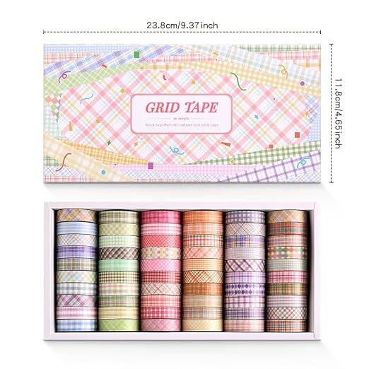 icceemee 60 Rolls Cross line Theme Washi Tape Set, Writable Decorative Tapes for Scrapbooking, Junk Journal Supplies, Bullet Journaling, 0.39"x79" per Roll