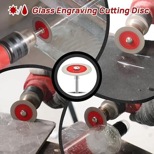 Mini Diamond Glass Cutting Disc - FOCSTOL 5pcs 2 Inch(50mm) Blade and 1pc 1/4 Inch(6mm) Round Shank for Glass Jade Marble Granite Artificial Stone Porcelain Tile Ceramic
