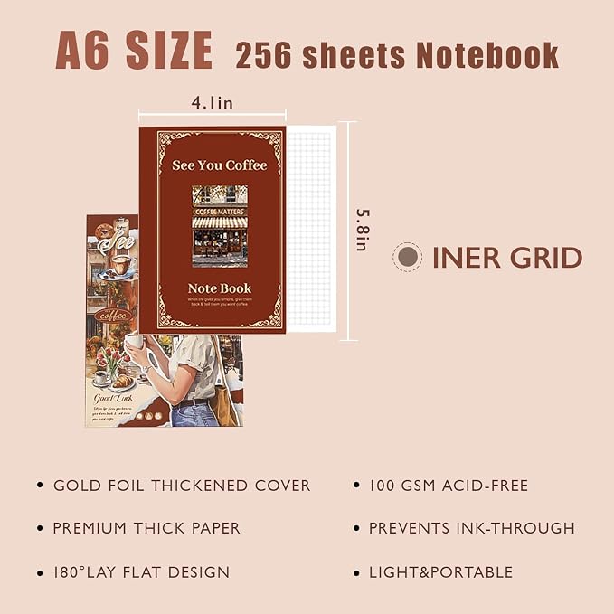 Holiday Scrapbooking Supplies Kit, A6 Notebook, Vintage Junk Journaling Kit