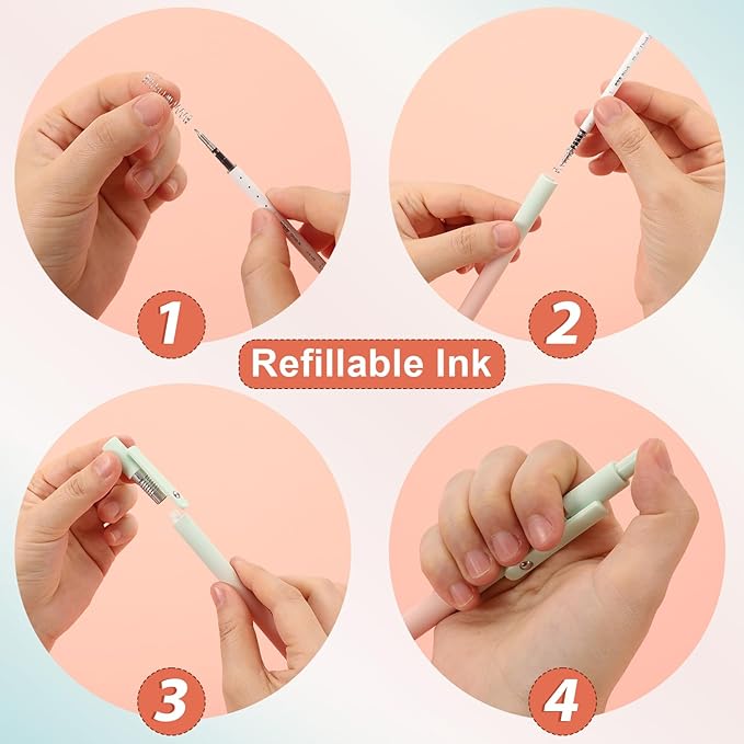 FIOVER 5pcs Gel Pens Black Ink Medium Point 0.7mm Pens