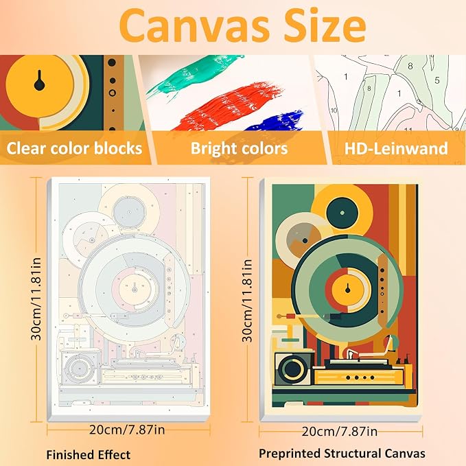 Mandun Music Paint by Numbers Kit for Adults, 3 Pack, 7.8x11.8 inch | DIY Painting Kits Crafts for Adults, Relieve Stress, Frame Canvas, Wooden Easel, Gift Box, Home Wall Decor