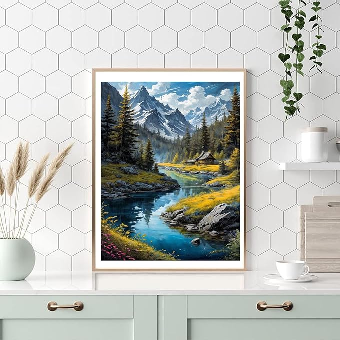 HITO Landscape Paint by Numbers Kit for Adults 16x20 Inch Frameless | Landscape Paint by Numbers for Adults Beginner, Mountains Paint by Numbers for Gift Home Wall Decor