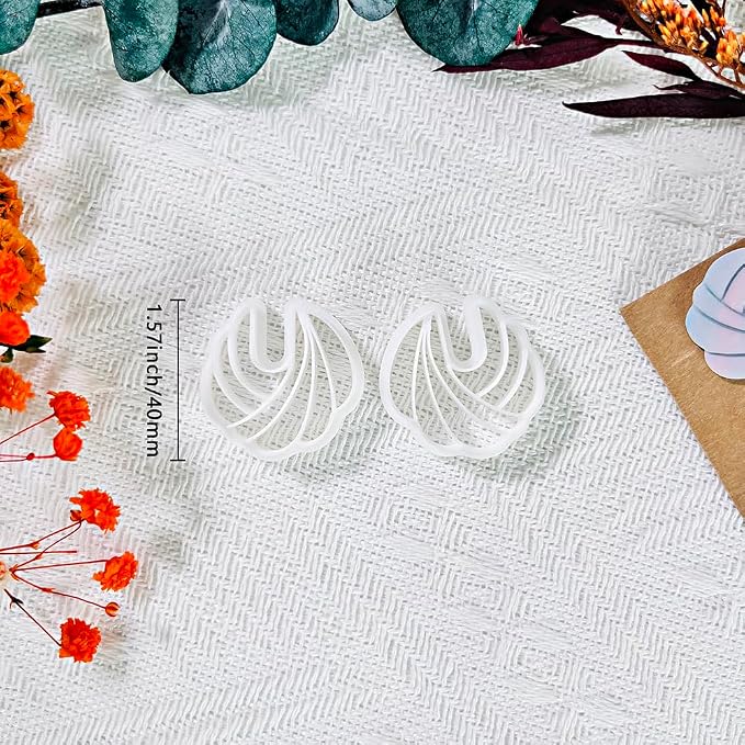 Xaekicr Polymer Clay Cutters – 2PCS Shell Swirl & Abstract Arch Clay Cutters for Polymer Clay Jewelry, Clay Tools and Earring Cutters for DIY Crafts and Earring Kit