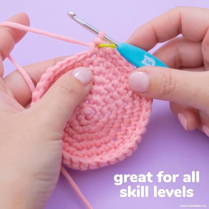Original Squishmallows™ Crochet Kit – Archie Bag Charm, Axolotl Crochet Kit for Beginners with Yarn, Starter Hooks, Step-by-Step Tutorials, DIY Craft, Great Teen Gifts