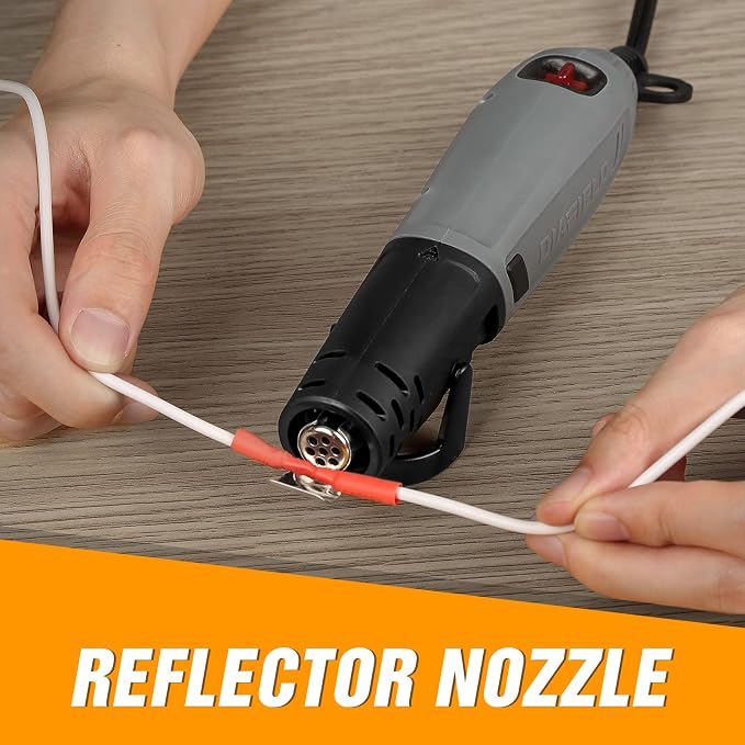 DIAFIELD Mini Heat Gun with 2 Temp Setting 302℉-842℉ | Fast Heat up, with Reflector Nozzle and 5.9Ft Cable for Epoxy Resin, Craft, Embossing, Shrink Wrapping & DIY