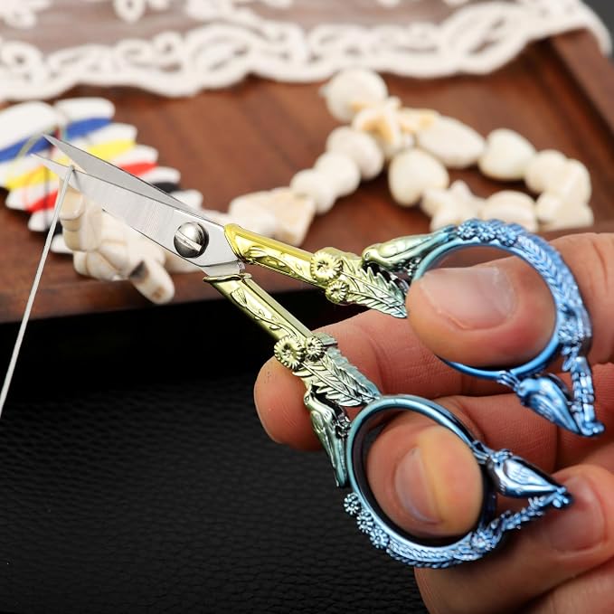 YOUGUOM Small Craft Scissors, Mini Sewing Embroidery Shears | All Purpose, Precision, Straight Tip, for DIY Craft, Needlework, Cross Stitch, Detail Thread Cutting, Cute Bird, with Cover
