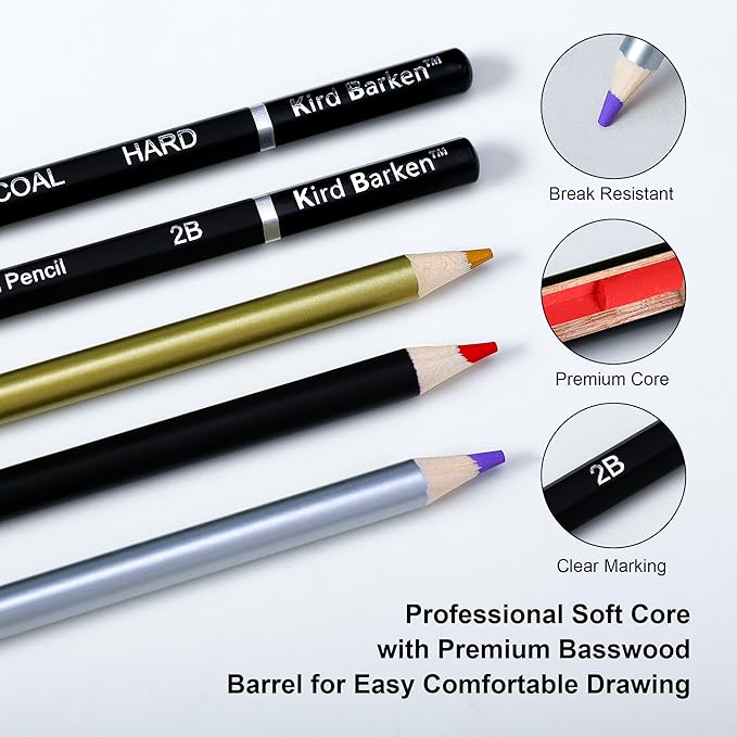 70 PCS Art Supply Drawing Set, Pro Art Supplies with Tutorial,Colored, Graphite, Charcoal, Watercolor & Metallic Pencil, for Artists Adults Teens Beginner