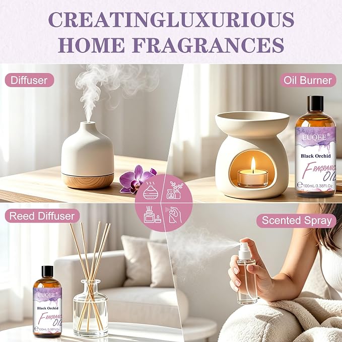 EUQEE Black Orchid Fragrance Oil 100ML/3.38 Fl Oz Floral Scent for Diffuser