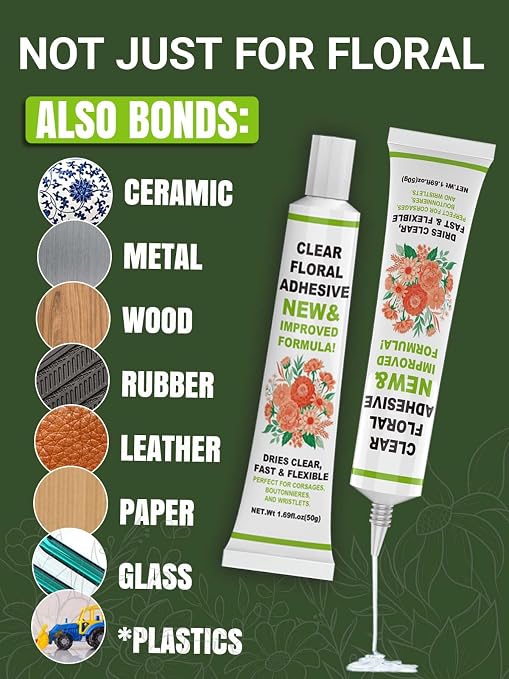 ALECPEA Floral Adhesive Glue, 50g for Fresh, Dried and Artificial Flowers