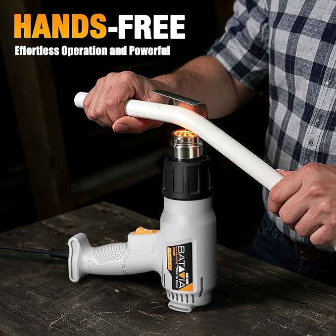 BATAVIA 1800W Heat Gun with 752℉&1112℉ Dual-Temperature Settings for Crafts | Dual Protection Fuses, Heavy Duty, Fast Heating, 4 Nozzles with Overheat Protection for Crafts, Vinyl Wrap, Shrink Tubing