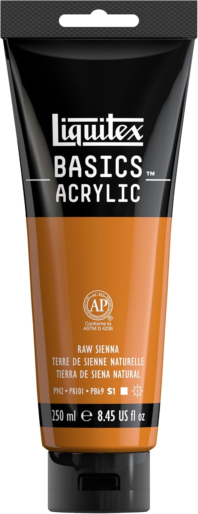 Liquitex BASICS Acrylic Paint, 8.5-oz Tube, Raw Sienna | Medium Viscosity, Satin Finish, Lightfast, Fine Art Pigments, Range of Opacities, Easy Blending