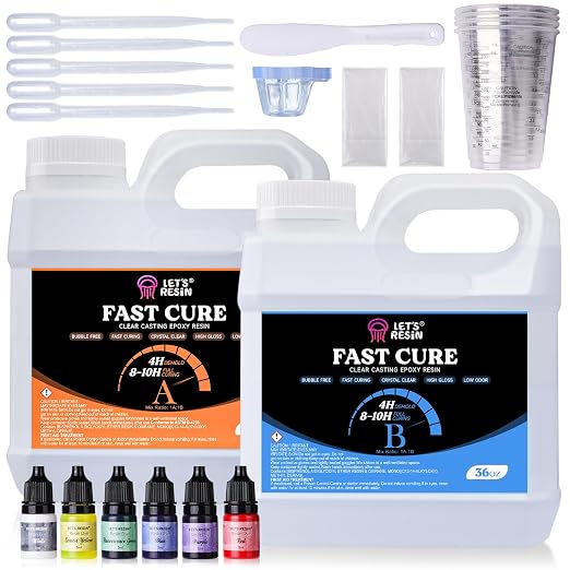 Let's Resin 72OZ Fast Curing Epoxy Resin Kit,Demold in 4 Hours | Upgrade Quick Drying & Cystal Clear Resin,Bubble Free for Craft,Art, Supplies with Dye, Cup,Stir Stick