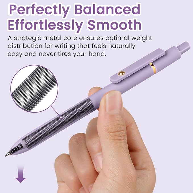 FIOVER Gel Pens 6pcs 0.7mm Fine Point Black Ink Quick Dry Pens