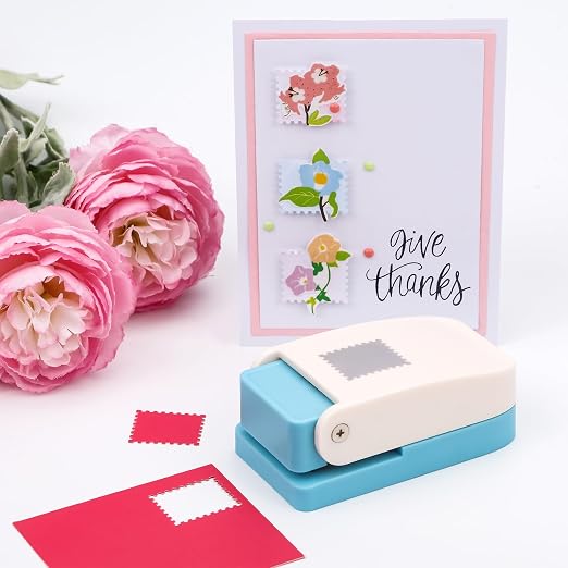 2Pcs /Set 1.1x0.9/1x0.8 Postage Stamp Embossing Punch; Punches Score Tools for Scrapbooking Journaling Paper Craft DIY Card Making Paper Crafting Scrapbooking DIY Card Making Arts Crafts Supplies