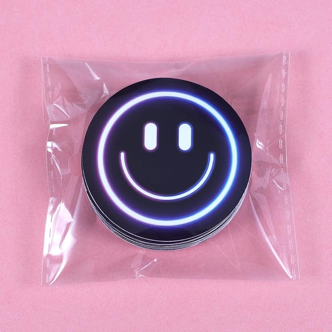 50PCS Smile Neon Stickers, Cute Water Bottle Stickers for Kids