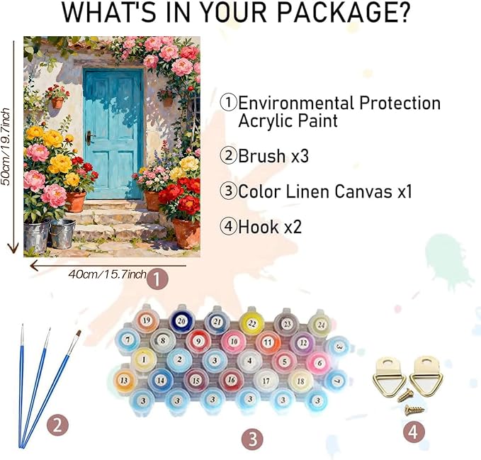 MBNTJHT Scenery Paint by Numbers Kit for Adults Beginner,Unframed Flowers and Door Oil Paint by Number Kits,DIY Acrylic Painting Art Craft Kit for Home Wall Decor 16x20 Inch.