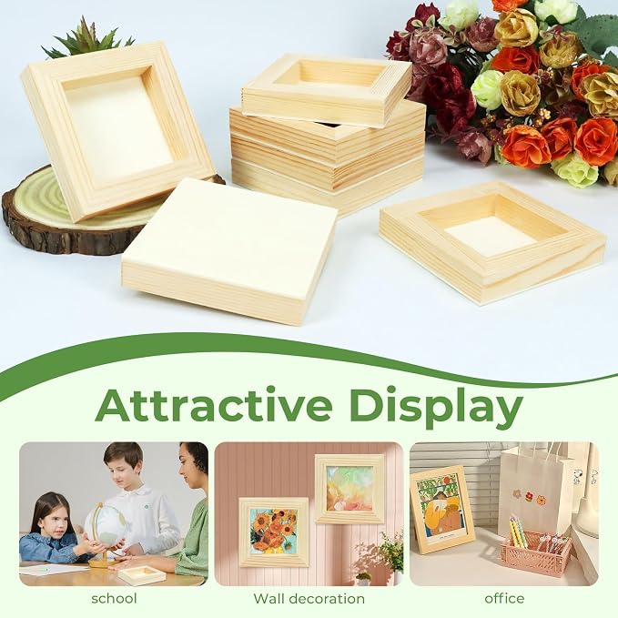 FSWCCK 10 Pack 4 x 4 inch Wood Panel Boards, Unfinished Wood Canvas Panels for Crafts, Painting Canvas, DIY Art Projects, Pouring, Arts Use with Oils, Acrylics