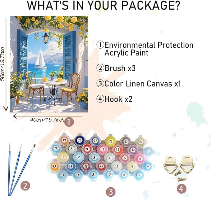 Scenery Paint by Numbers Kit for Adults,Seaside Landscapes Acrylic Paint by Number Kits on Canvas for Adult Beginner,DIY Window View Oil Painting by Numbers Kit Crafts for Home Decor Gift 16X20 Inch.