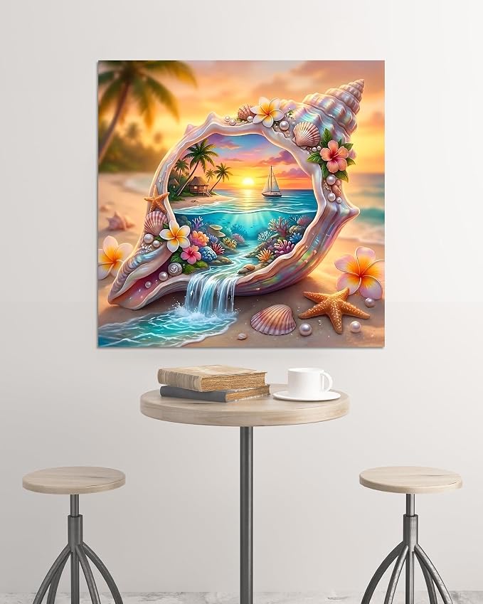 askkqtx Beach Diamond Art Kits for Adults 14x14 Inch