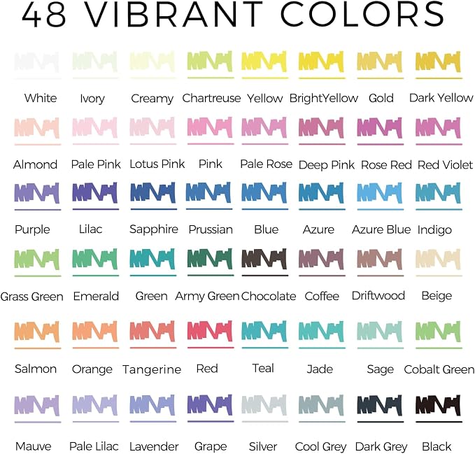 Artecho Acrylic Paint Markers 48 Colors with Bag（ Brush Tip and Fine Tip ） | Ideal for Rock Painting, Stone, Wood, Paper, Canvas, Ceramic, Glass, Fabric & DIY Crafts