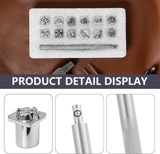 RJLCTH 13 Pcs Animal and Plant Patterns Leather Stamping Kit