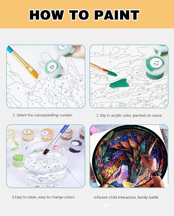 Meothan Dragon Paint by Numbers Kits for Adults 13.8”W x 13.8”L | Dragon Adult Paint by Number Kits on Canvas, DIY Acrylic Oil Easy Painting by Numbers for Home Wall Decor