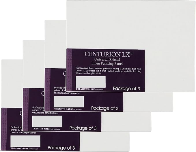 Centurion All-Media Primed Linen Panels - 3x5 12 Pack - 11oz Universal Primed Canvas Boards for Painting, Mounted on MDF Wood, Non-Warping, Ideal for Artists, Professionals, and Painters