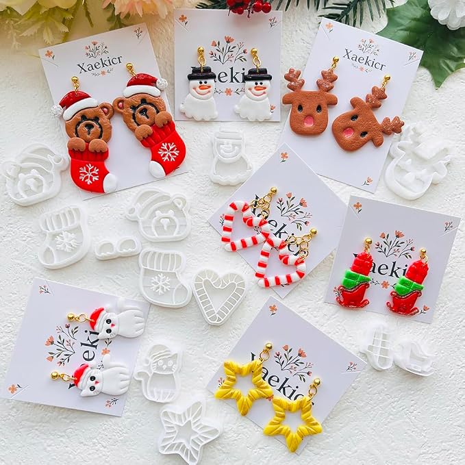 Holiday Theme Polymer Clay Cutters Set – Molds, Clay Cutters for Polymer Clay, Clay Earring Tools