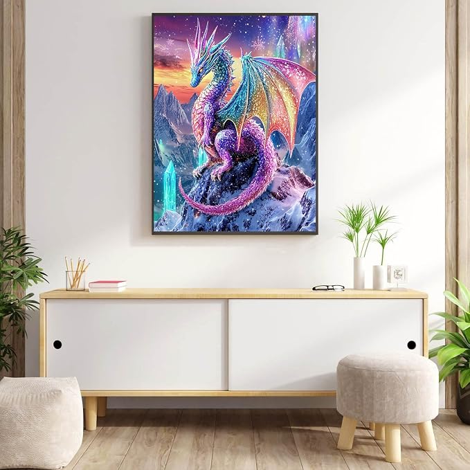 Meothan Diamond Art Kits for Adults Dragon Diamond Painting Kit 12x16in | 5D Dragon Diamond Art Painting Kit for Adult, DIY Full Round Drill Paint with Diamond Dots Crystal Dragon Gem Art Crafts Kits