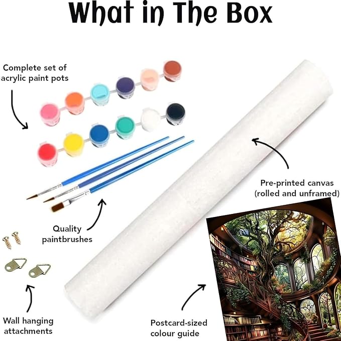 Forest Library Paint by Numbers Kit for Adults Beginner (Without Frame)