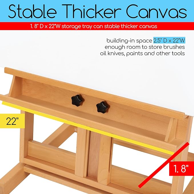MEEDEN Large H-Frame Easel, Easel Stand for Paintings, Painting Easels, Easel Stand for Display, Solid Beechwood Wooden Easels for Painting Canvas, Holds Canvases Up to 78", Natural Color | Solid Beech Wood Art Easels for Painting with Height & Angle A...