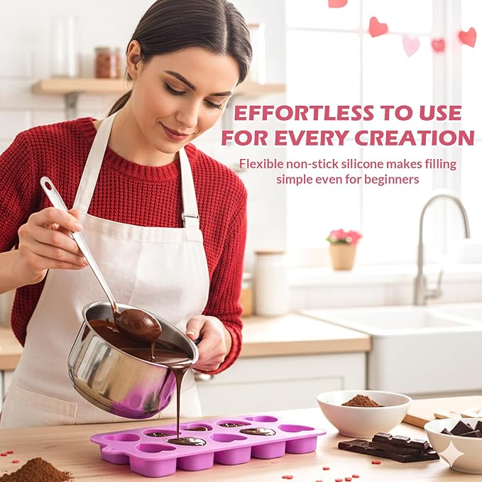 HKNMTT Heart Molds Silicone Valentine's Day Chocolate, Small 10 Love Conversation Shapes Truffle Gifts Bite Size 3D Rose Candy Mould Gummy Jello Gelatin Cute Wax Melt Ice Cube Handmade Soap DIY Making