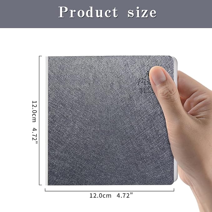 Dark Grey Hardcover Sketchbook Square Hardbound Sketch Journal 4.7 x 4.7 Inch 42 Sheets Art Book 250GSM Ultra Smooth Paper Ideal for Pencils,Water Color Pen,Marker Pen