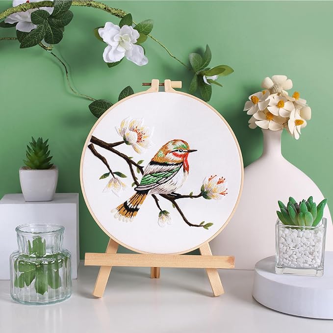 GLTAYLMY 3 Sets Embroidery Kit for Beginners Needlepoint Cross Stitch Kits for Adults,Stitch Learning DIY Kit with Easy Instruction,Stamped Bird Embroidery Patterns,Hoop,Threads,Sewing Hobby