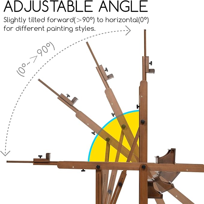 MEEDEN Enlarged H-Frame Art Easel: Solid Beech Wood Artist Heavy Duty Easel | Professional Painting Art Easel Stand for Adults Artist Painters - with 4 Lockable Wheels - Hold Canvas up to 86" - Walnut