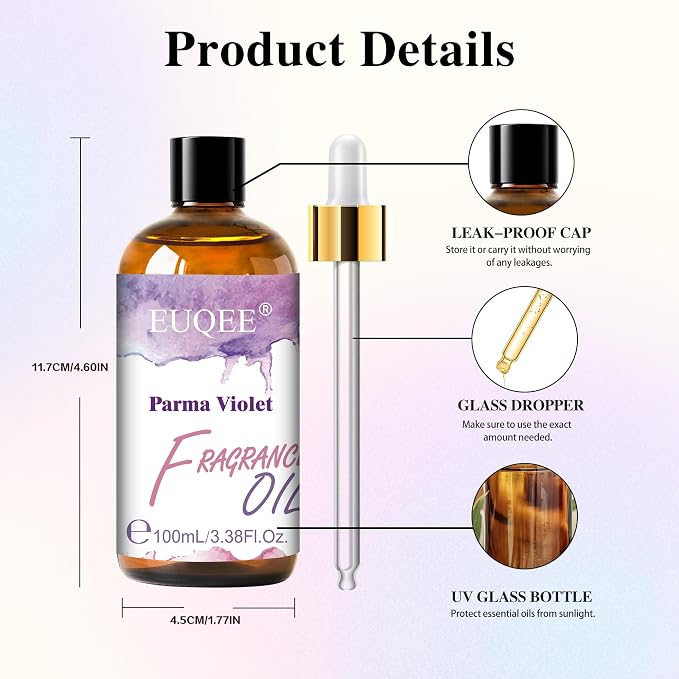 EUQEE 3.38 Fl Oz Parma Violet Fragrance Oil – Scented Oil for Diffusers