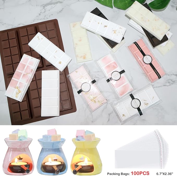 Wax Melt Molds Silicone,Chocolate Bar Mold
