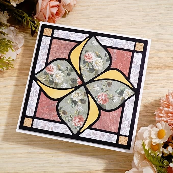 Lapoo Geometric Cutting Die for Scrapbooking - Durable, Metal Cutting Die for DIY Scrapbook Photo Album Decorative Paper Card, Card Making Supplies (Boundary Line Border 4.7 x 4.7 in)