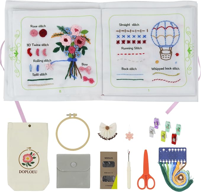 Embroidery Stitch Book Kit for Beginners & Adults ,33 Essential Stitches