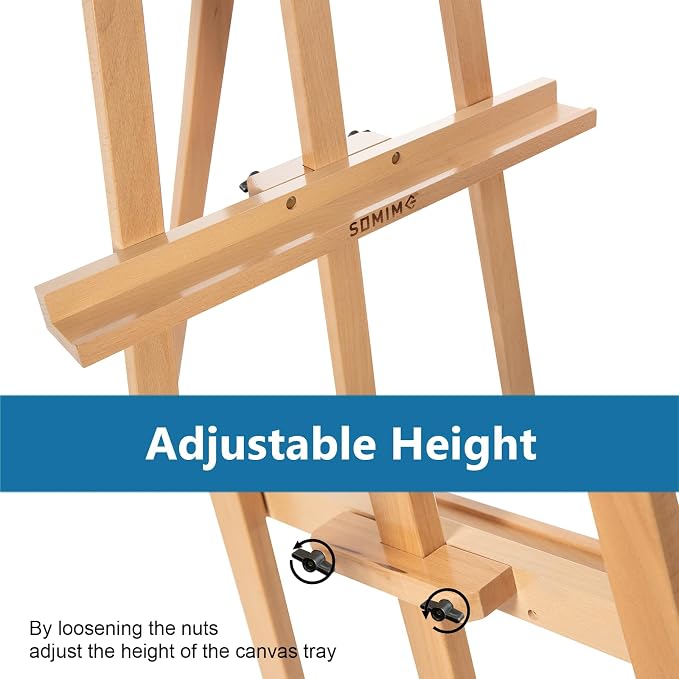A-Frame Wooden Display Easel, Lyre Beechwood Studio Easel Stand, Natural