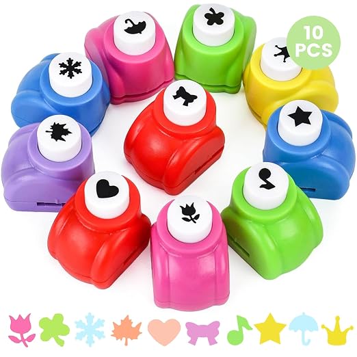 LOVEINUSA 10Pack Shape Paper Hole Punch Craft Set, Scrapbook Supplies | For DIY Crafting, Scrapbooking, Handmade Greeting Cards, Photo Albums, Mini Cutter Nail, and Festival Cards Projects