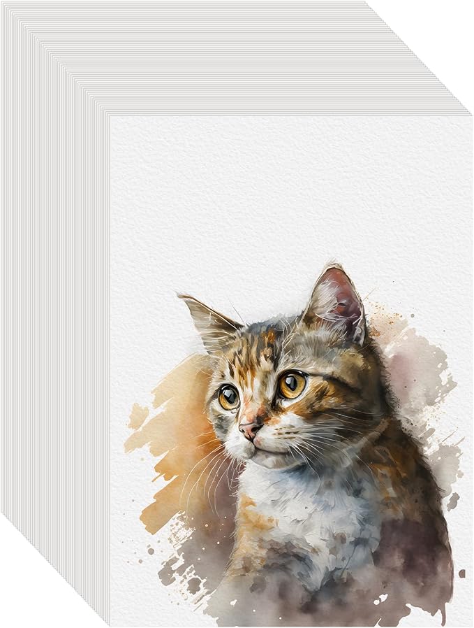 150PCS 5x7 Watercolor Paper Bulk, 140lb/300g Cold Press Thick Water Color Paper Pad for Child Adult, White Art Paper for Drawing Painting Markers Gouache, Textured Cotton Paper Sheets