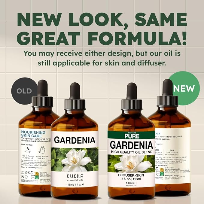 Kukka 100% Pure Gardenia Essential Oil for Skin, Diffuser, 4 Fl Oz | Undiluted Dropper Bottle - Gardenia Oil for Candle Making, Wax Melts, Massage Oil Blends & Body Care