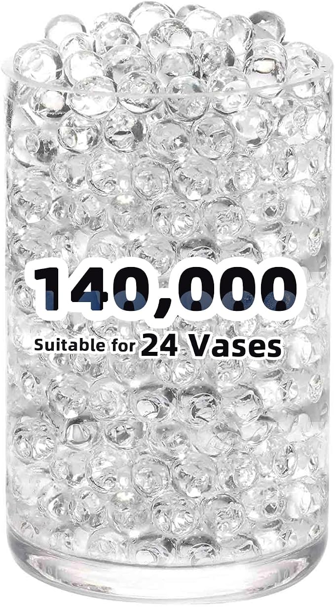 FALAMON 140,000 Clear Beads for Vases, Transparent Vase Filler, Christmas Decoration, Wedding Centerpiece, Floating Candles, Floral Decoration