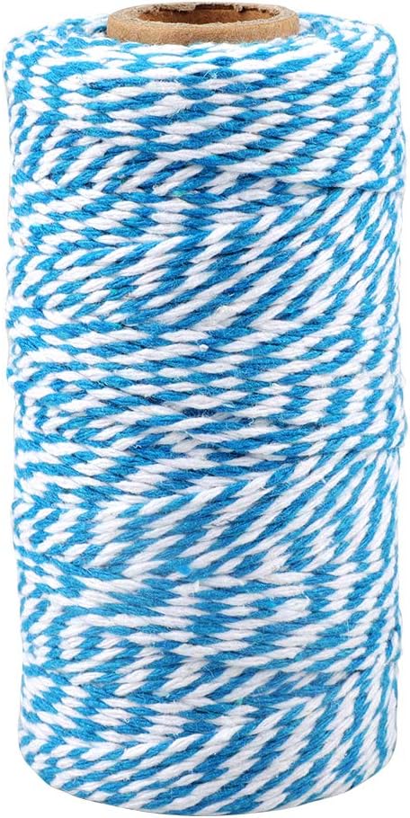 jijAcraft Blue and White Twine String, 328 Feet Christmas Bakers Twine String, 2MM Heavy Duty Packing String for DIY Crafts, Christmas Decoration, Gift Wrapping, Craft Wrapping