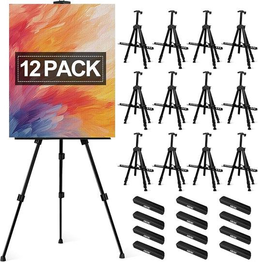 AROIC Art Painting Artist Easel Stand, Painting Display Easel Stand | Portable Adjustable Iron Tripod Display Stand with Bag, Height from 20 to 66 In for Table-Top/Floor Drawing(12 Pack)
