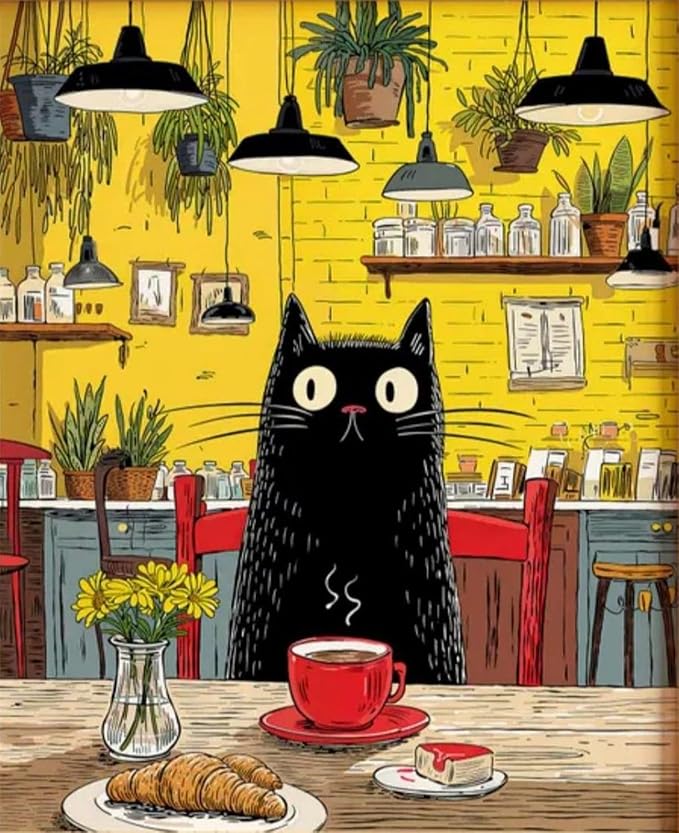 Diamond Art Kits for Adults,Black Cat Diamond Painting Kits 12x16in