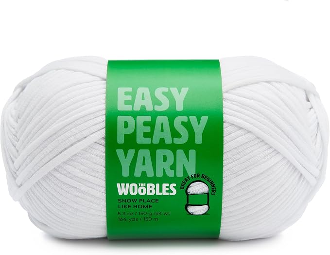 Woobles Easy Peasy Yarn for Beginners - Crochet & Knitting Yarn, White | As seen on Shark Tank, Cotton-nylon blend, Medium worsted weight 4, Easy-to-see stitches, Soft and non-splitting, Amigurumi